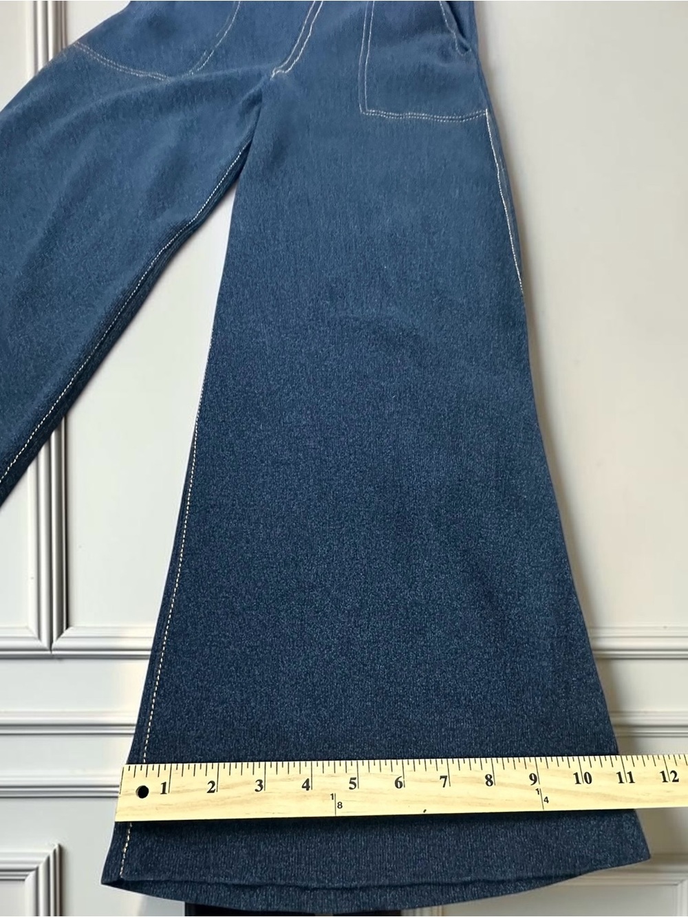 Zara High Rise Wide Leg Knit Pull On Pants.
Denim Blue. Size : Small - Picture 10 of 11